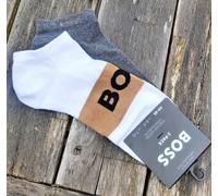 2 Pairs : Genuine HUGO BOSS Low Cut Logo Socks White Grey 6-11 40-46 HB2