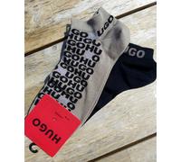 2 Pairs Genuine HUGO BOSS Stone / Black Low Cut Trainer Socks 39-42 or 43-46
