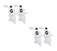 2 Pairs Girls Women Wearing Post Fashion Earrings Dog Bite Animal Ear Studs Polymer Clay White Miss Small Animals