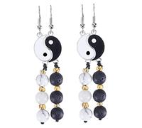 2 Pairs Gossip Locket Of The Lid Women Accessories Decors Tai Chi Drop Yin Yang Dangle Earrings Ear Decorations White Zinc Alloy