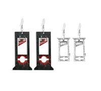 2 Pairs Gothic Knife Guillotine Earrings Horror Black Knife Beheading Door Spooky Dangle Drop Earrings Cosplay Halloween Party Cool Jewelry Gifts, M, Zinc, No Gemstone