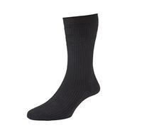 2 Pairs H.J. Hall Men's Cotton Rich Extra Wide Softop HJ191 Socks Sizes 6-13 (UK 6-11, Black)