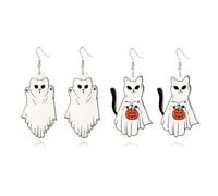 2 Pairs Halloween Earrings for Women Cute Ghost Pumpkin Drop Dangle Earrings Set Halloween Party Jewelry Set Gifts, L, Acrylic, No Gemstone