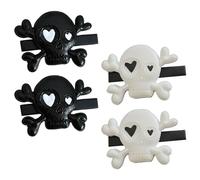 2 Pairs Halloween Season Skull Hair Clip Gothic Accessories | Unique Shape Designs, Classic Color Design, Plastic and Iron Build, Proms Use
