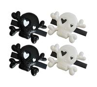 2 Pairs Halloween Skull Hair Clips, Gothic Barrettes | Unique Skull Shape, Classic Colors, Plastic and Iron Build, for Halloween Costume Styling