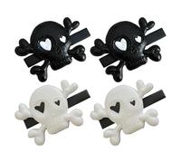 2 Pairs Halloween Skull Hair Clips, Plastic Iron Barrettes | Unique Shape Design, Classic Color Styling, Women’s Gothic Hair Accessory, Two Pairs Included