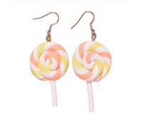 2 Pairs Handmade Rainbow Lollipop Earrings Set for Women Polymer Clay Delicate Sweet Colorful Simulated Swirl Candy Sugar Ice Cream Food Dangle Drop Earrings for Christmas Holiday Birthday Party