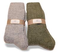 2 Pairs - Heavy Alpaca Socks - EVEREST Collection - warm and comfortable, in an assortment of two colors (Sand and Green, 9-11)