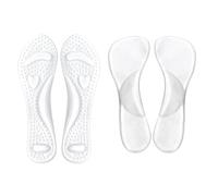 2 Pairs High Arch Insoles, Clear Gel Insoles for Women, Anti-Slidding Adhesive Insoles for Sandals, Comfortable Gel Insoles for Women High Heels Slim Sandals Flats Boots Pumps