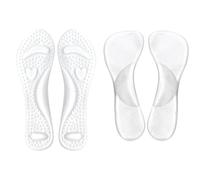 2 Pairs High Arch Insoles, Clear Gel or Women, Clear Adhesive Anti-Sliding for High Heels, Sandals, Flats, Boots, and Pumps - Comfortable Metatarsal Pads for Foot Pain Relief