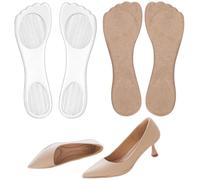 2 Pairs High Heel Inserts for Women, Gel Cushion Insoles for Women Non-Skidding Adhesive Shoe Pads Comfortable Dress Shoe Insoles for Sandals Flats Boots Pumps (Clear+Beige, One Size)