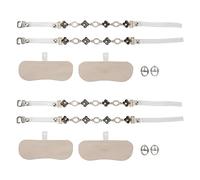 2 Pairs High Heels Straps with 4 Leaves Clover Decor, Detachable Shoe Straps for Heels, Prevent Loose Transparent Shoes Ankle Straps, Black Elegant Design for Women, Comfortable We