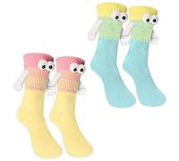 2 Pairs Holding Hands funny Socks,Novelty Hand In Hand Friendship Novelty Socks for Lovers Friends Sisters,Couple Birthday Gifts for Boyfriend Friends