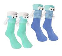 2 Pairs Holding Hands Socks - Funny Magnetic Hand Holding Socks for Lovers & Boyfriend Anniversaries