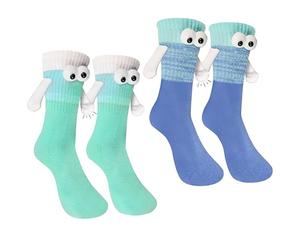 2 Pairs Holding Hands Socks - Funny Magnetic Hand Holding Socks for Lovers & Boyfriend Anniversaries