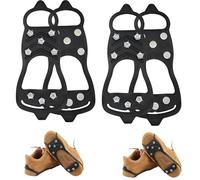 2 Pairs Ice Grippers for Boots and Shoes Anti Slip Snow Cleats with Heavy Duty Steel Spikes Traction for Winter Walking Hiking Climbing Outdoor Travel Fishing Camping for Men and Women