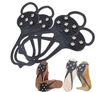 2 Pairs Ice Grippers for Boots and Shoes Anti Slip Snow Cleats with Heavy Duty Steel Spikes Traction for Winter Walking Hiking Climbing Outdoor Travel Fishing Camping for Men and Women
