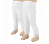 2 PAIRS II LEGGINGS BABY GIRL WITH LACE | NEWBORN TRAUSERS IN MICROFIBRE | 50 DEN | BLACK, WHITE | 12, 18, 24, MONTHS | MADE IN ITALY | (12 MONTHS, 2 PAIRS WHITE)
