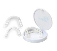 2 Pairs Instant Veneers Dentures Clip in Veneers Teeth, Clip on Veneers Top Bottom, False Teeth Veneers for Men Women, Snap on Dentures Teeth Fake Teeth Braces Adjustable, Natural White