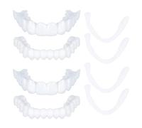 2 Pairs Instant Veneers Dentures Fake Teeth Braces Whitening Cosmetic Tooth Covering Snap on Smile Teeth Top and Bottom Clip in Veneers Teeth Temporary Upper and Lower False Teeth for Men and Women