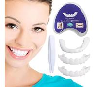 2 Pairs Instant Veneers Teeth Whitening, Temporary Dentures Teeth Cosmetic Tooth Covering, Adjustable Upper & Lower Teeth Veneers, Clip in Veneers Teeth for Men & Women