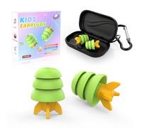 2 Pairs Kids Earplugs, Reusable Noise Cancelling Ear Plugs Hearing Protection for 5-12 Years, Focus, Home, School, Playtime, Sizes S + L (Green)