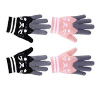 2 Pairs Kids Winter Gloves Cat Gloves Kids Warm Knitted Gloves Children Cute Cat Mittens for 6-12 Years Boys and Girls, Black and Pink