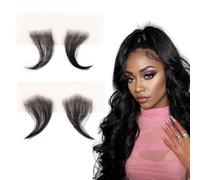 2 Pairs Lace Hair Edges, Human Hair Fluff Edges, Reusable Invisible Lace Hairline, Black Hair Edge Stripes, Hair Piece for Women Styling