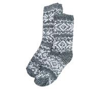 2 Pairs Ladies Foxbury Multi Knit Fair Isle Fluffy Socks Grey