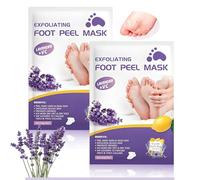 2 Pairs Lavender Foot Peel Mask for Dry Cracked Heels and Calluses, Exfoliating & Moisturising Socks for Silky Smooth Feet, Natural Vegan Foot Care Solution