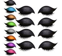2 Pairs Lazy Eye Shadow Eyelash Patch,2-in-1 Reusable Eye Makeup Stickers with False Lashes & Shadow,Colorful Eye Makeup Stickers,for Women's Make Up (black, 4 pairs)