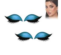 2 Pairs Lazy Eye Shadow Eyelash Patch,2-in-1 Reusable Eyeshadow and Eyelash Stickers for Eyes,Colorful Eyeshadow and Lash Stickers,Natural Eye Fake Lashes for Women's Make Up (Blue)