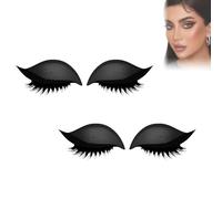 2 Pairs Lazy Eye Shadow Eyelash Patch,2-in-1 Reusable Eyeshadow and Eyelash Stickers for Eyes,Colorful Eyeshadow and Lash Stickers,Natural Eye Fake Lashes for Women's Make Up (Black)