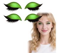 2 Pairs Lazy Eye Shadow Eyelash Patch,2-in-1 Reusable Glitter Eyeshadow and Eyelash Stickers,Colorful Eye Makeup Stickers,Easy to Apply Eyeliner and Eyeshadow Stencils for Daily Life,Party(Green)