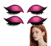 2 Pairs Lazy Eye Shadow Eyelash Patch,2-in-1 Reusable Glitter Eyeshadow and Eyelash Stickers,Colorful Eye Makeup Stickers,Easy to Apply Eyeliner and Eyeshadow Stencils for Daily Life,Party(Pink)