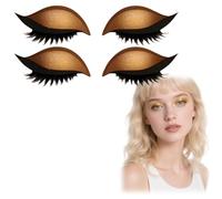 2 Pairs Lazy Eye Shadow Eyelash Patch,2-in-1 Reusable Glitter Eyeshadow and Eyelash Stickers,Colorful Eye Makeup Stickers,Easy to Apply Eyeliner and Eyeshadow Stencils for Daily Life,Party(Golden)