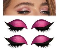 2 Pairs Lazy Eye Shadow Eyelash Patch,Eyeshadow and lash Sticker, 2-in-1 Reusable Eyeshadow & Eyelash Makeup Stickers with False Lashes, Makeup Stencils Sticker for Party, Prom
