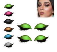 2 Pairs Lazy Eye Shadow Eyelash Patch, Eyeshadow & Eyelashes Makeup Stickers, 2-in-1 Reusable Colorful Eyeshadow and Lash Stickers, Natural Eye Fake Lashes for Women's Make Up (Green)