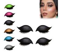 2 Pairs Lazy Eye Shadow Eyelash Patch, Eyeshadow & Eyelashes Makeup Stickers, 2-in-1 Reusable Colorful Eyeshadow and Lash Stickers, Natural Eye Fake Lashes for Women's Make Up (Black)