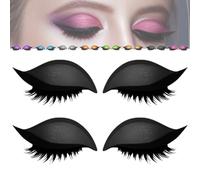 2 Pairs Lazy Eye Shadow Eyelash Patch,Eyeshadow Eyelashes Makeup Stickers,3-In-1 Self-Adhesive Reusable Eyelid Lash Sticker With False Lashes,Shadow, Eyeliner, for Party, Prom (Black)
