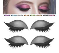 2 Pairs Lazy Eye Shadow Eyelash Patch,Eyeshadow Eyelashes Makeup Stickers,3-In-1 Self-Adhesive Reusable Eyelid Lash Sticker With False Lashes,Shadow, Eyeliner, for Party, Prom (Gray)