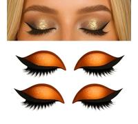 2 Pairs Lazy Eye Shadow Eyelash Patch, Eyeshadow Eyelashes Makeup Stickers, 3D Sticker Eyeshadow with False Lashes, 2-in-1 Reusable Eyeshadow & Eyelash Makeup Stickers, for All Eye Shapes (Orange)