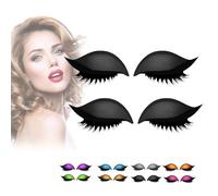 2 Pairs Lazy Eye Shadow Eyelash Patch,Reusable eyelid and lash sticker,2-In-1 Eyeshadow Eyelashes Makeup Stickers,for Party Prom, For All Eye Shapes (Black/2Pair)