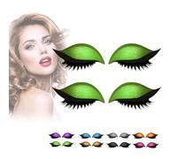 2 Pairs Lazy Eye Shadow Eyelash Patch,Reusable eyelid and lash sticker,2-In-1 Eyeshadow Eyelashes Makeup Stickers,for Party Prom, For All Eye Shapes (Green/2Pair)