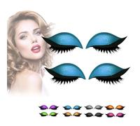 2 Pairs Lazy Eye Shadow Eyelash Patch,Reusable eyelid and lash sticker,2-In-1 Eyeshadow Eyelashes Makeup Stickers,for Party Prom, For All Eye Shapes (Blue/2Pair)
