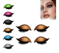 2 Pairs Lazy Eye Shadow Eyelash Patch, Reusable Eyeshadow Stickers - Hypoallergenic ABS Material, Easy to Apply & Trim, Quick Eye Makeup Tools for Beginners & Pros, 6 Colors (Gold)