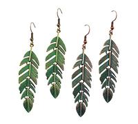 2 Pairs Leaf Drop Post for Women Lightweight Layered Dangling Leaves Necklace Fashion Earrings Studs Novelty Plant Pendant Earring Alloy
