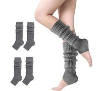 2 Pairs Leg Warmers Winter Knit Ribbed Leg Warmers for Women Girls Yoga Ballet Dance Ice Skating Accessories (gray, One Size)