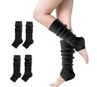 2 Pairs Leg Warmers Winter Knit Ribbed Leg Warmers for Women Girls Yoga Ballet Dance Ice Skating Accessories (black, One Size)