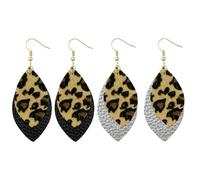 2 Pairs Leo Print Earrings, Animal Print Earrings Leopard Print Earrings Boho Vintage Leopard Leo Handmade Earrings Women's Fashion Earrings Suitable for Party, Daily Wear